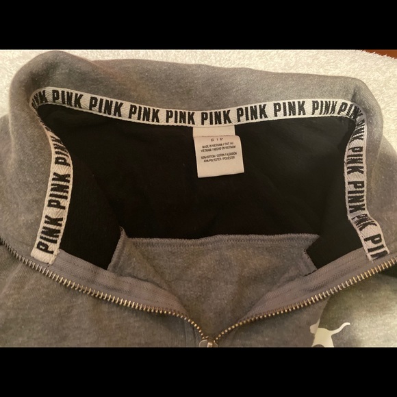 PINK Victoria Secret Grey/Black 1/3 Zip pullover - Picture 4 of 5